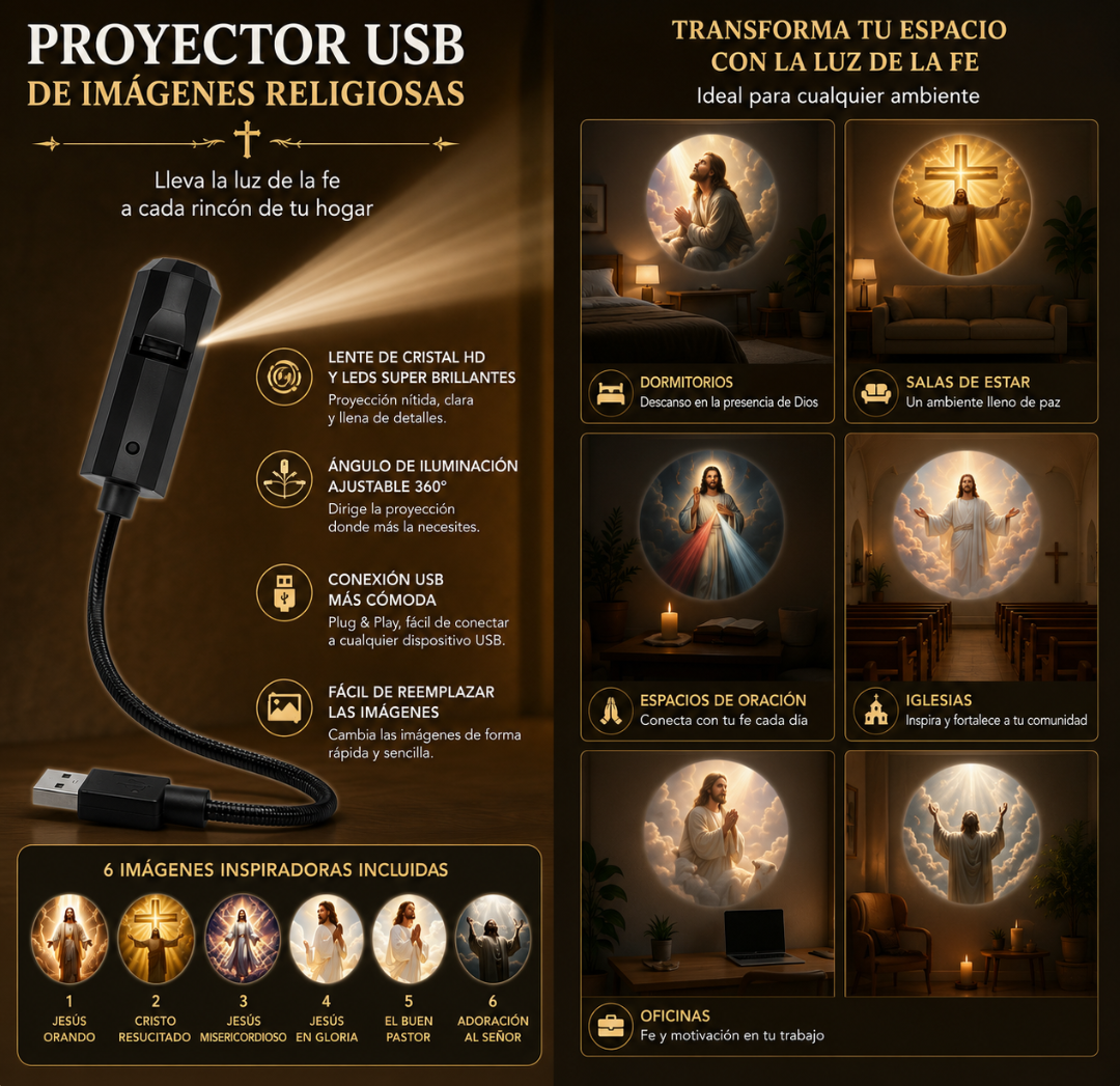 proyector religioso con 6 imagenes de jesucristo