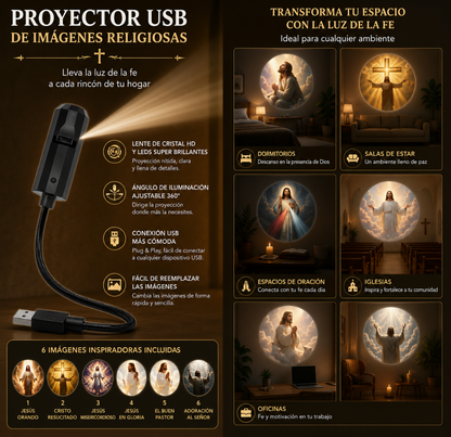 proyector religioso con 6 imagenes de jesucristo