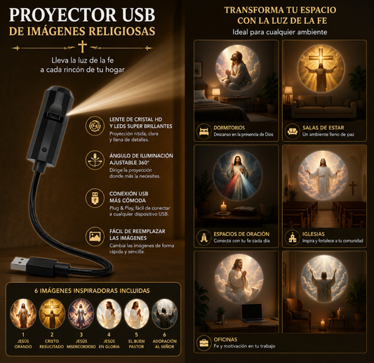 proyector religioso con 6 imagenes de jesucristo